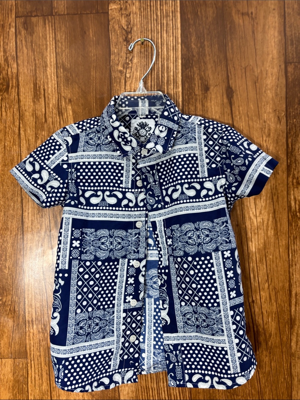English Laundry Navy and White Bandana Print Button-Down Shirt